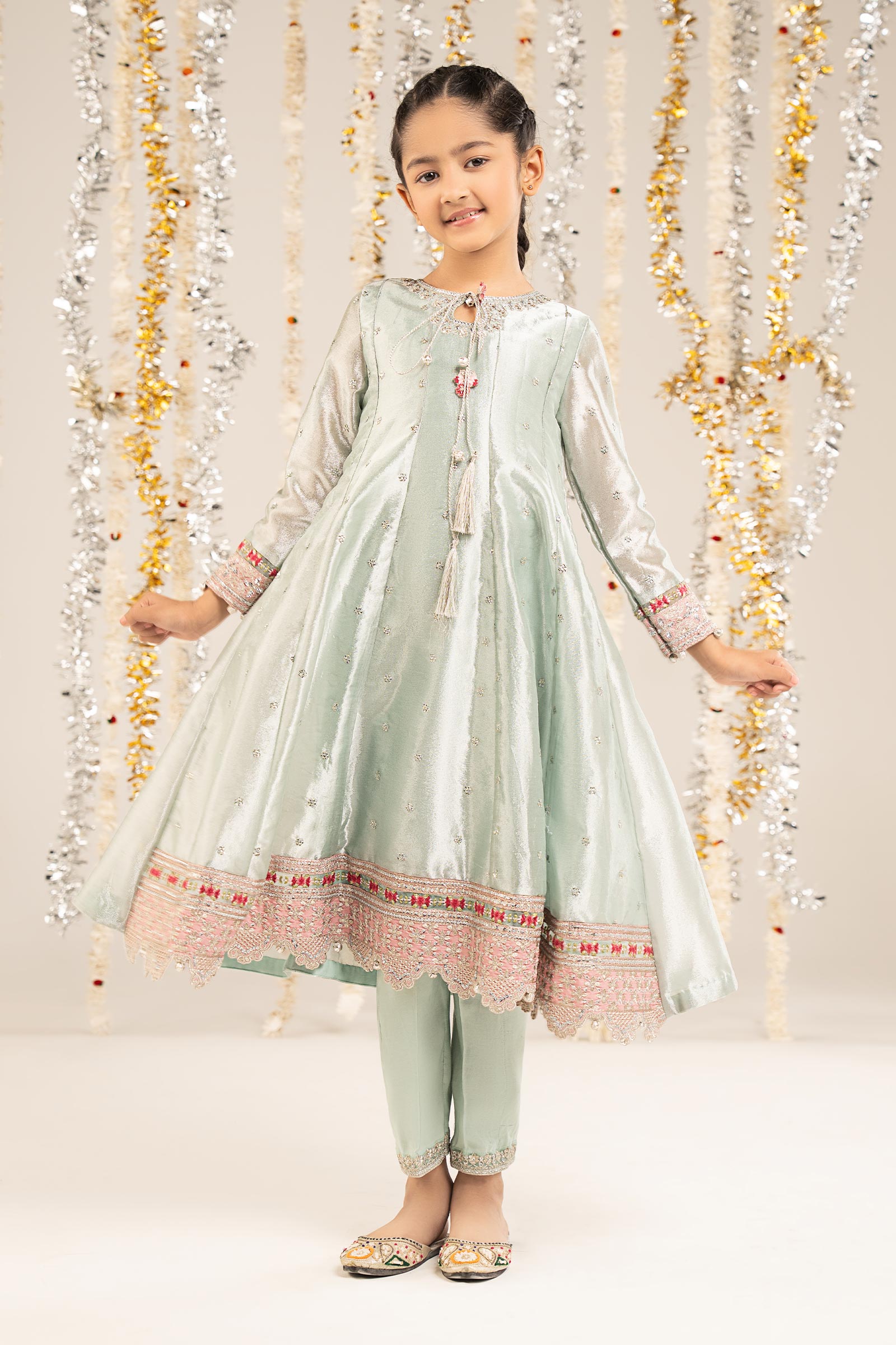 2 Piece Embroidered Tissue Suit