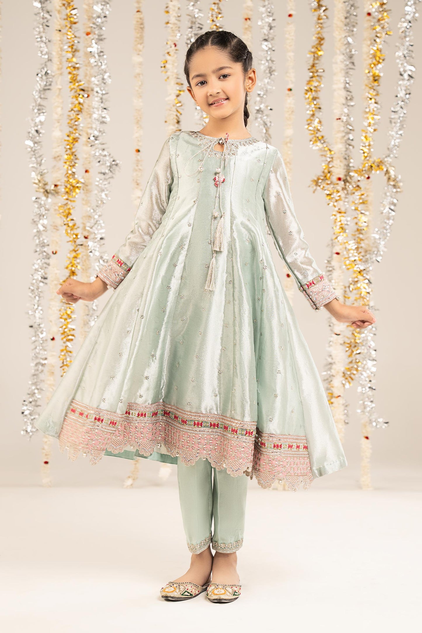 2 Piece Embroidered Tissue Suit