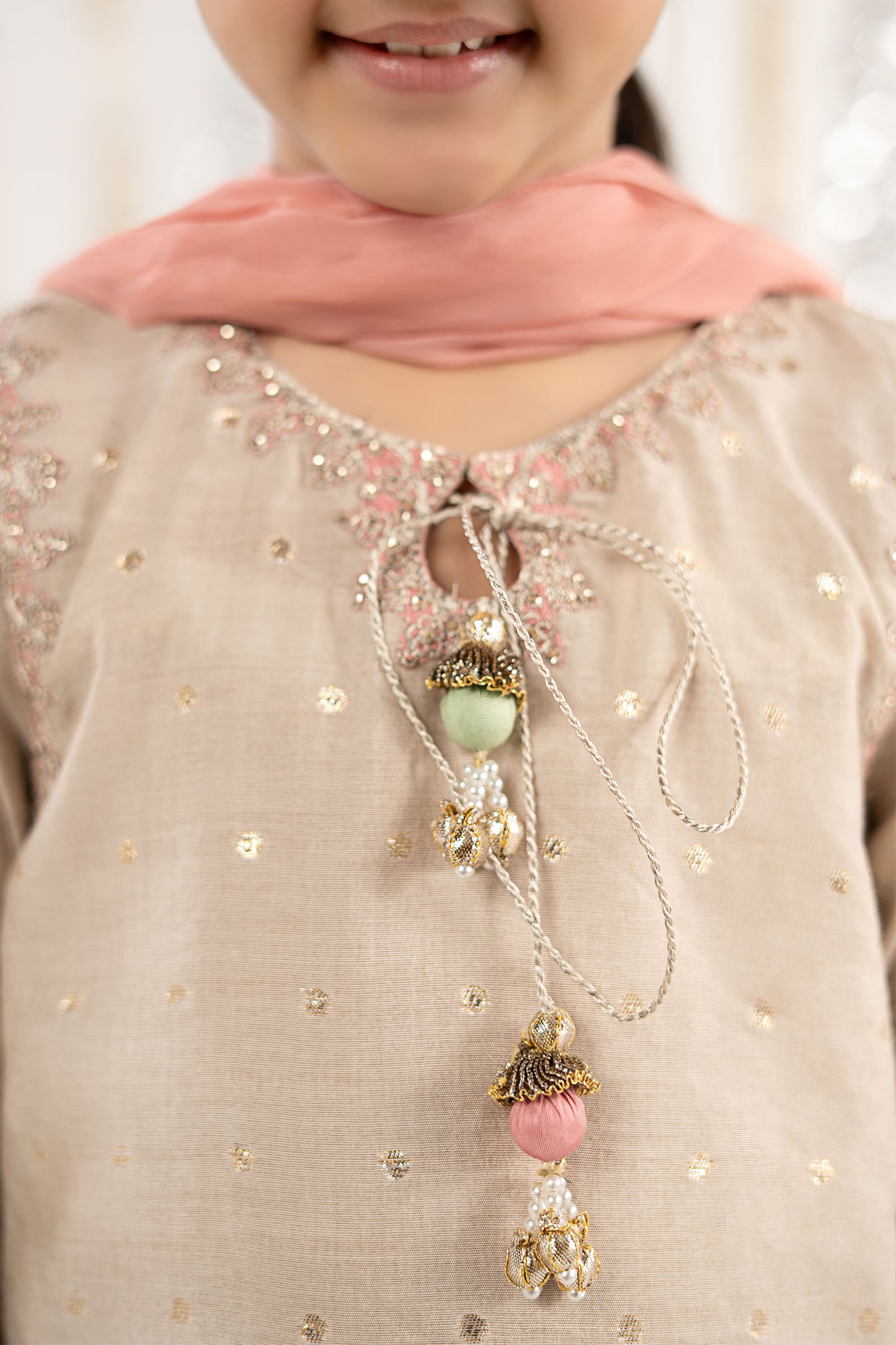 3 Piece Embroidered Lurex Jacquard Suit