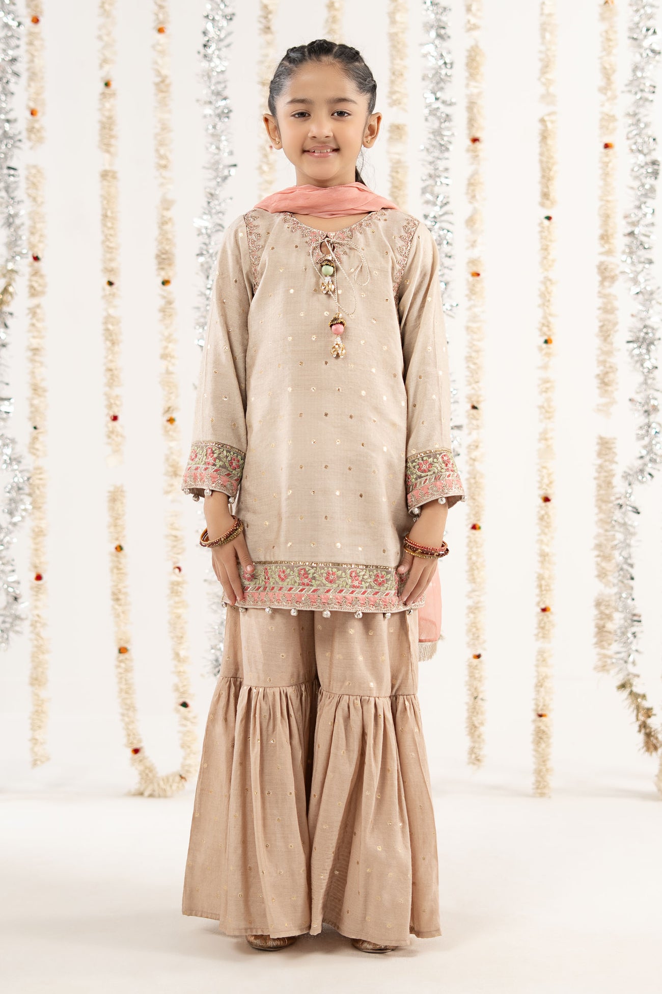3 Piece Embroidered Lurex Jacquard Suit