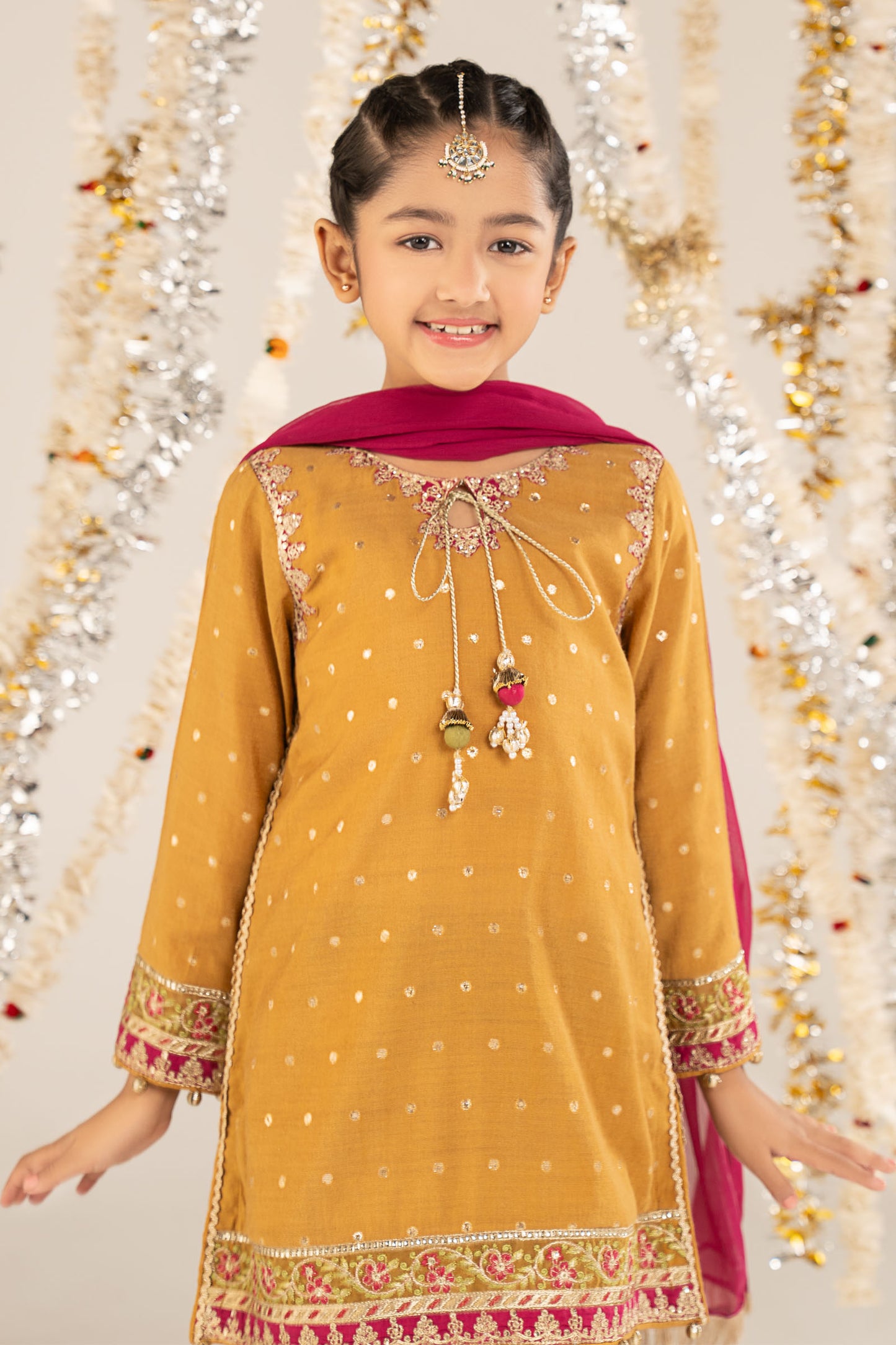 3 Piece Embroidered Lurex Jacquard Suit