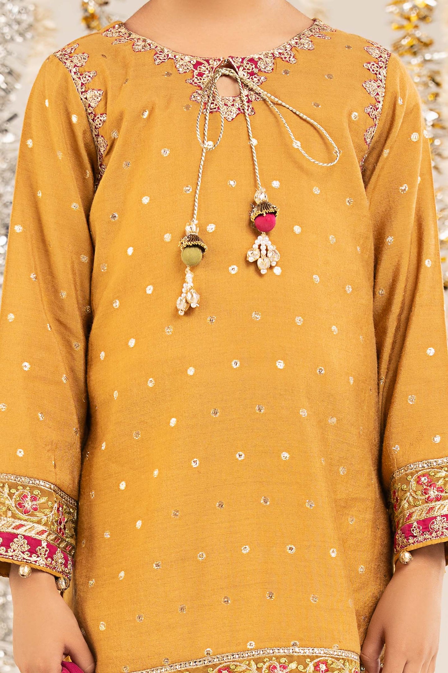 3 Piece Embroidered Lurex Jacquard Suit