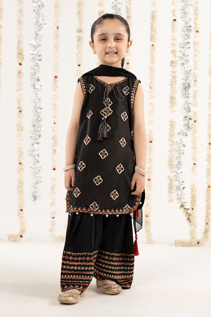 Maria B 3 Piece Embroidered Raw Silk Suit, view 1