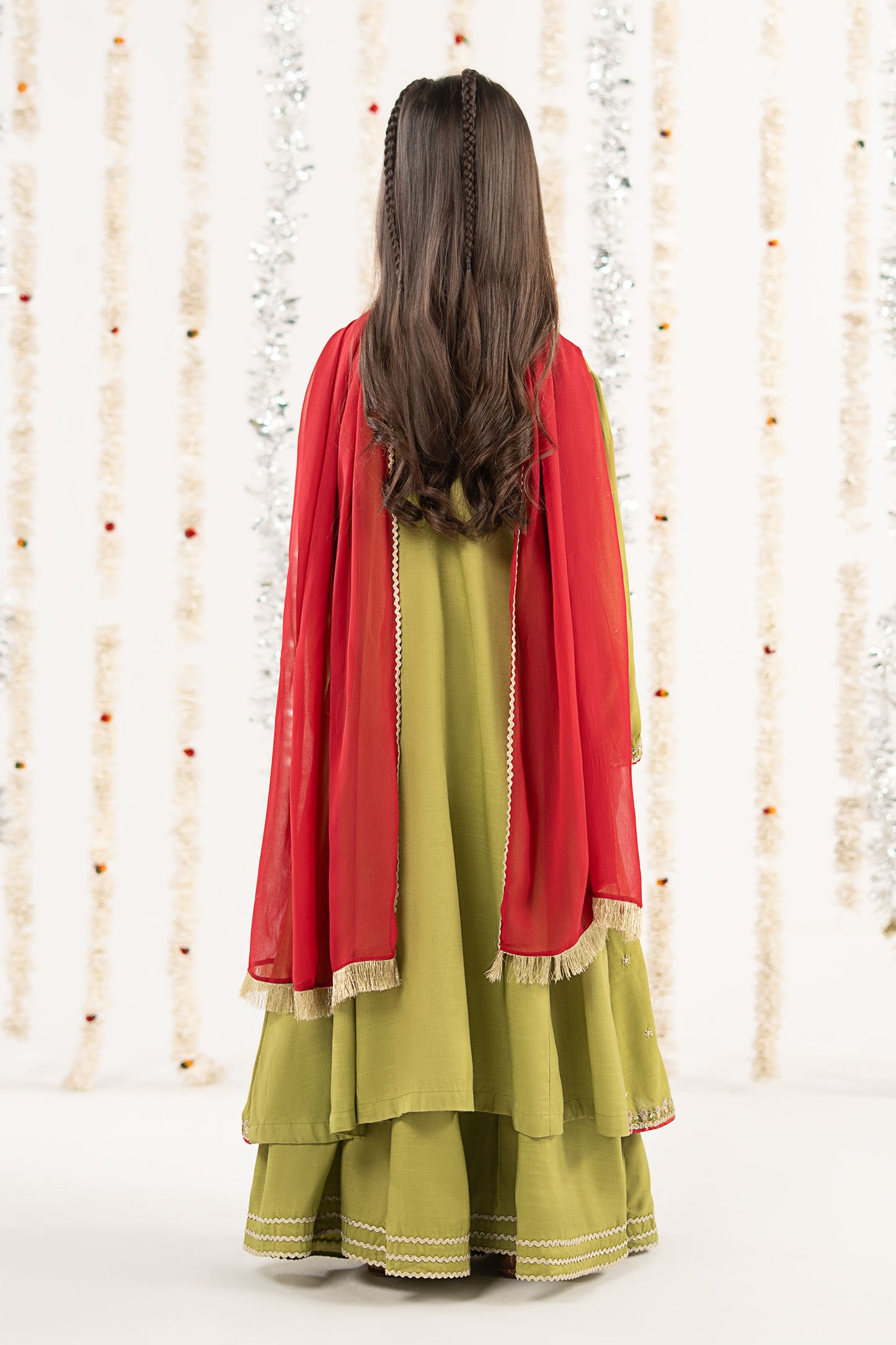 3 Piece Embroidered Raw Silk Suit