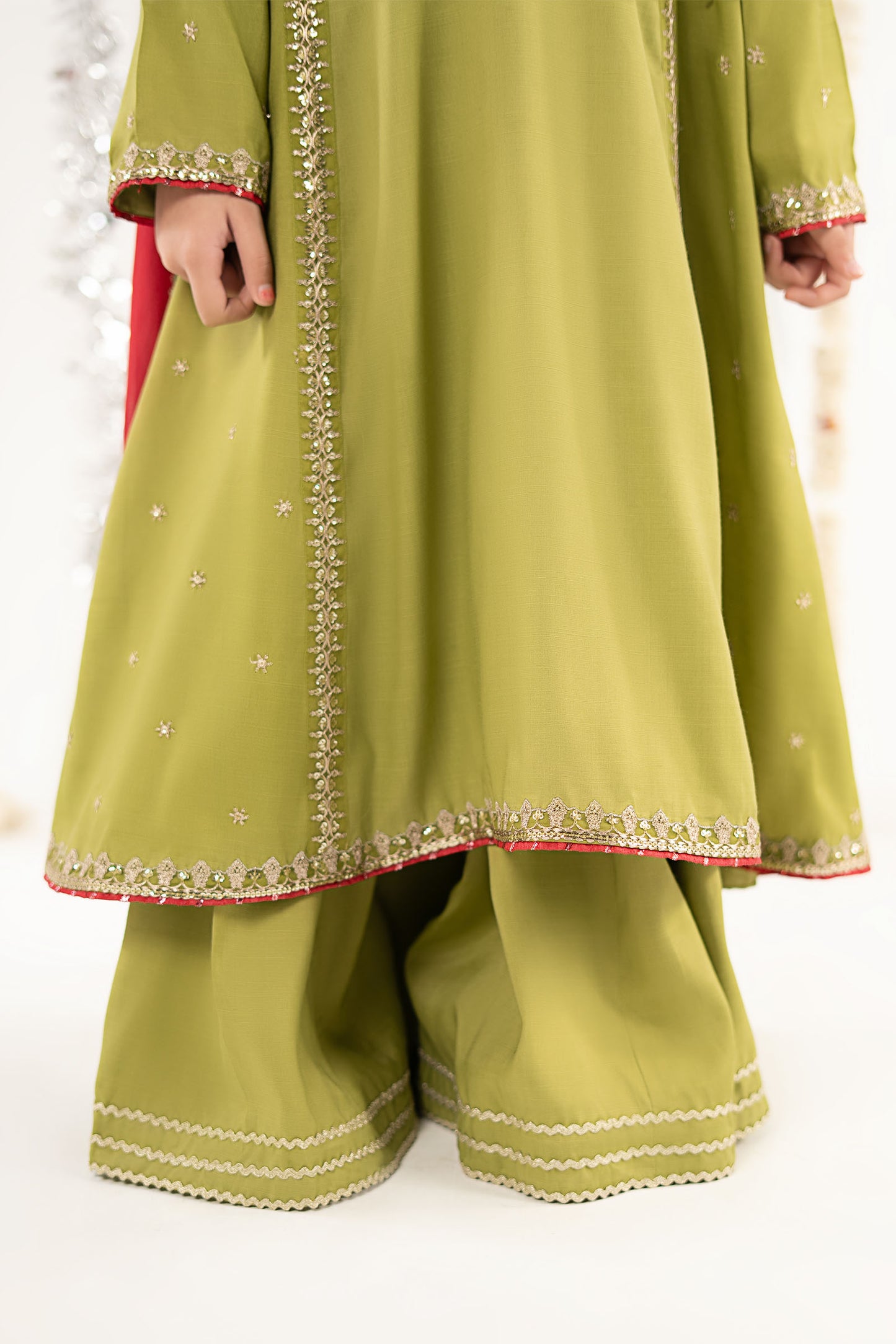 3 Piece Embroidered Raw Silk Suit