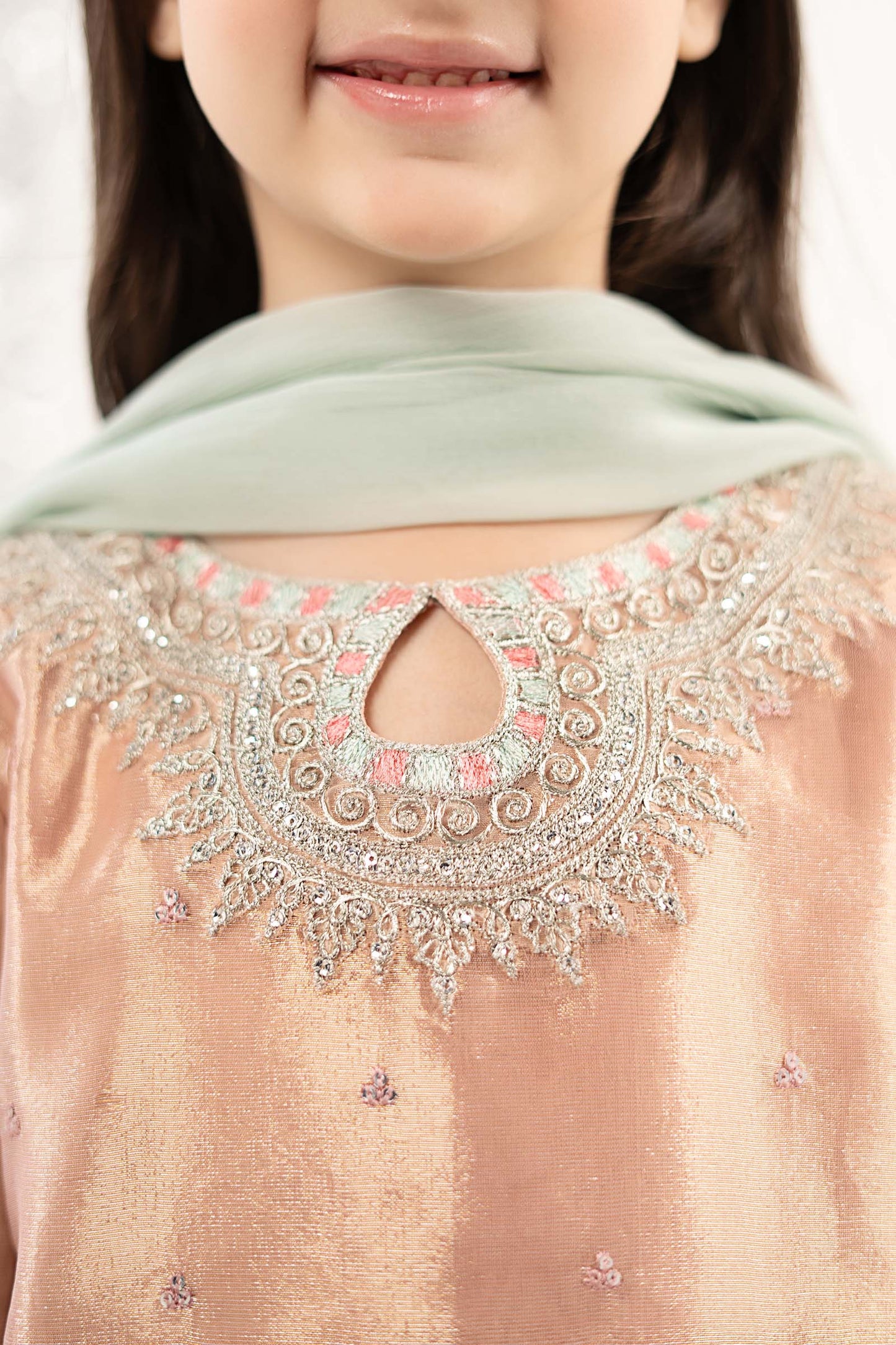 3 Piece Embroidered Tissue Suit