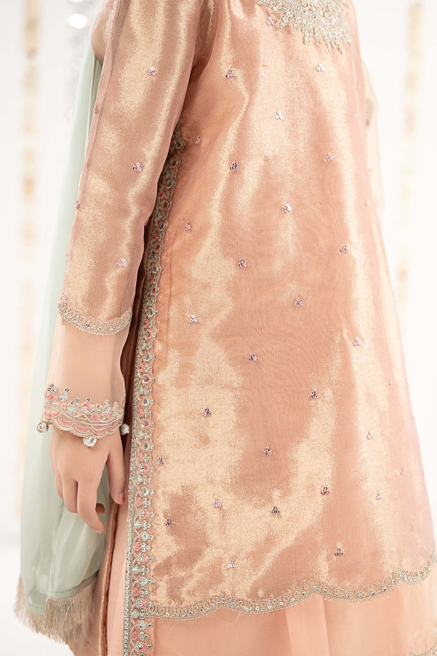 3 Piece Embroidered Tissue Suit