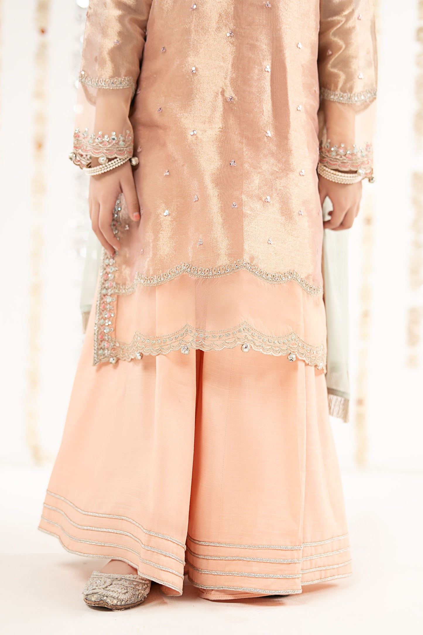 3 Piece Embroidered Tissue Suit