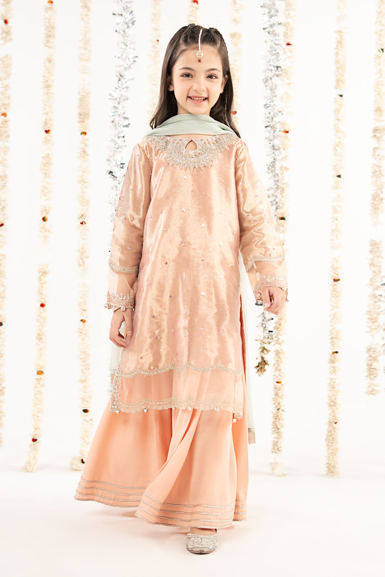 3 Piece Embroidered Tissue Suit