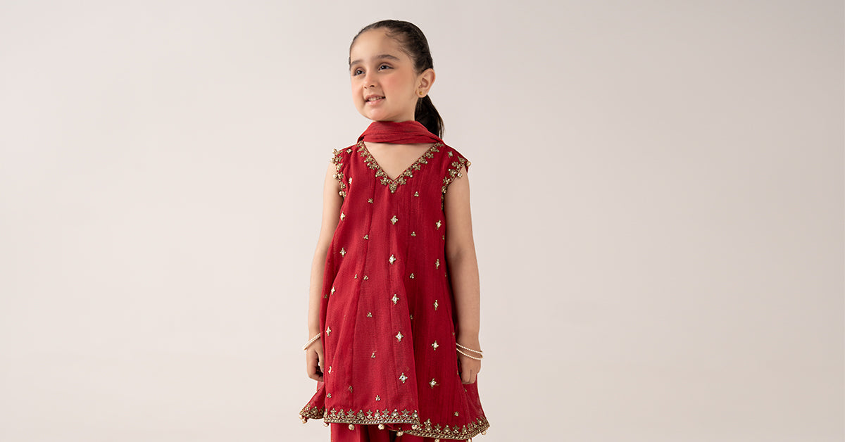 3 Piece Embroidered Cotton Net Suit