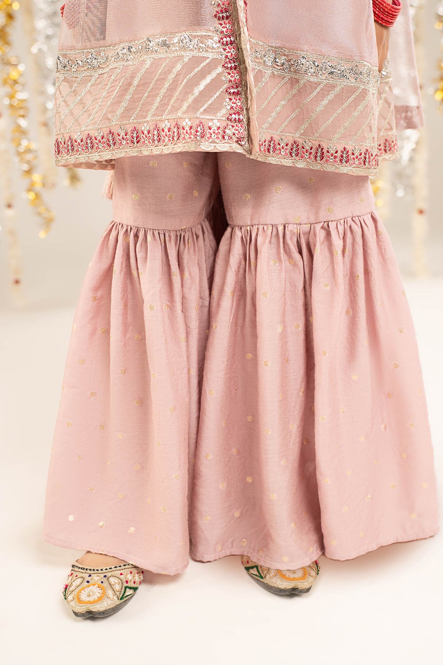 3 Piece Embroidered Zari Net Suit