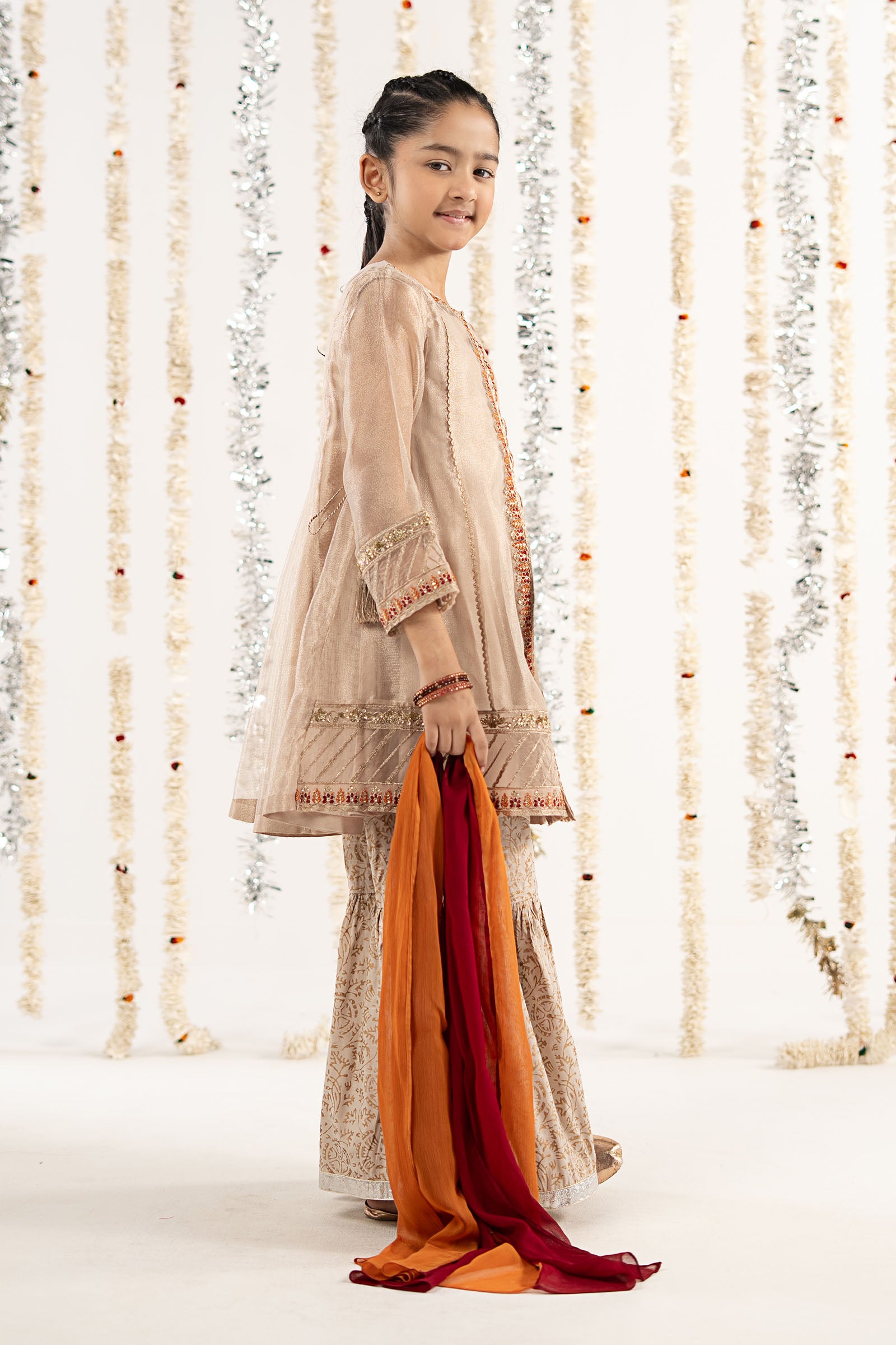 3 Piece Embroidered Zari Net Suit