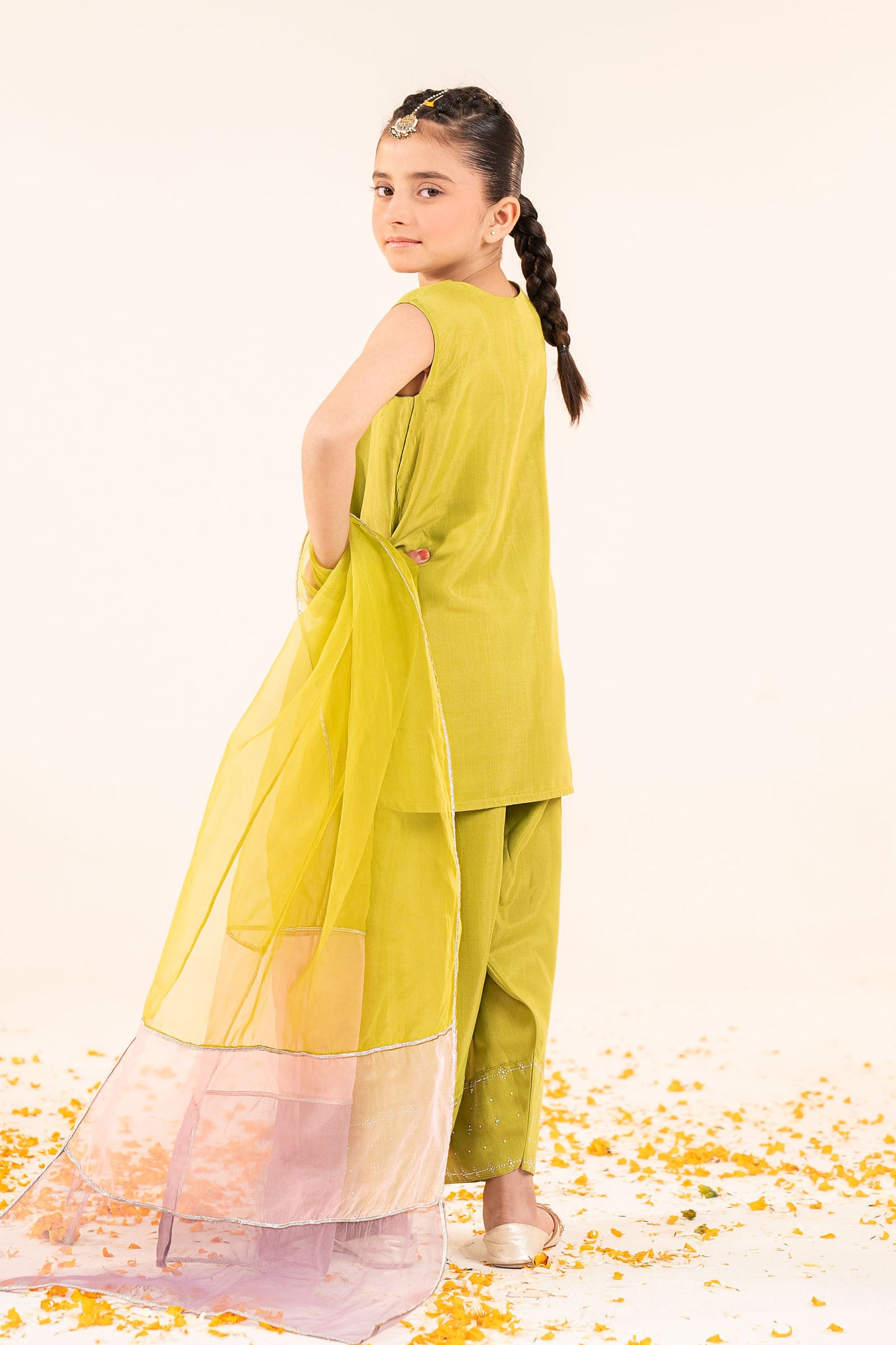 3 Piece Embellished Raw Silk Suit