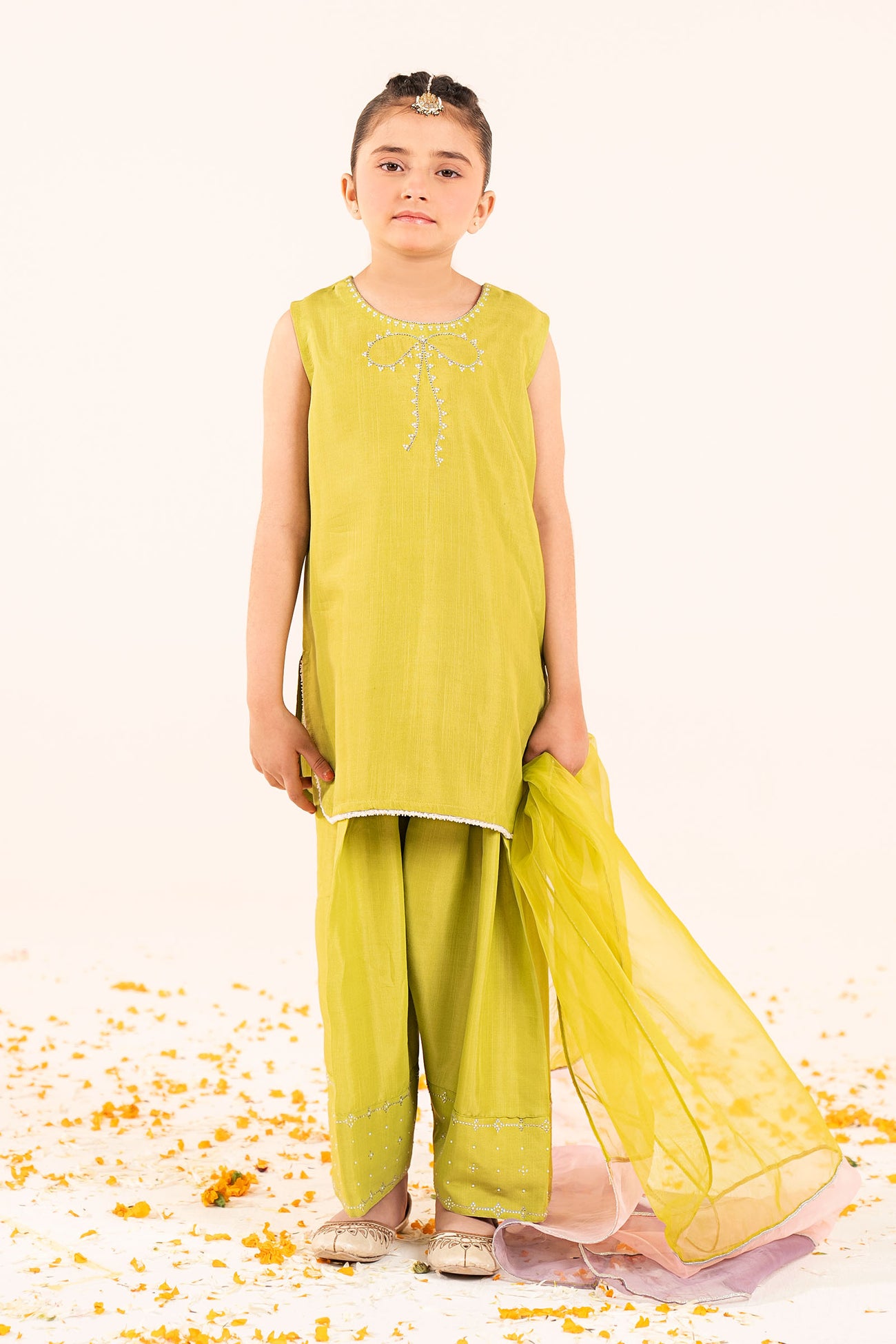 3 Piece Embellished Raw Silk Suit