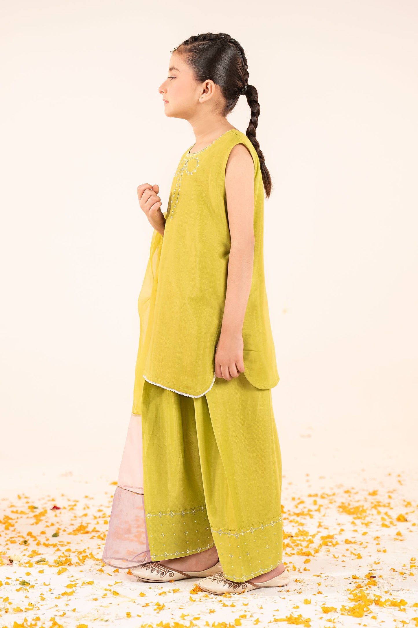 3 Piece Embellished Raw Silk Suit