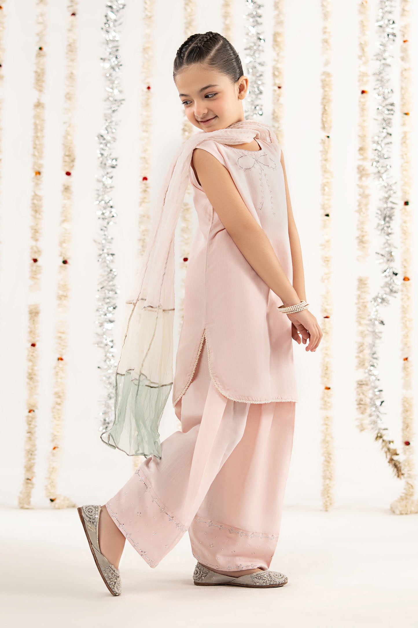 3 Piece Embellished Raw Silk Suit