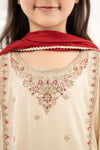 3 Piece Embroidered Raw Silk Suit
