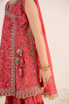 3 Piece Embroidered Raw Silk Suit