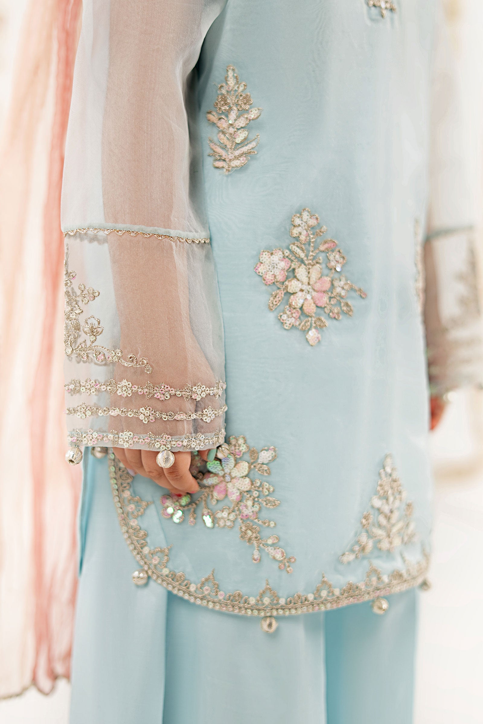 3 Piece Embroidered Organza Suit