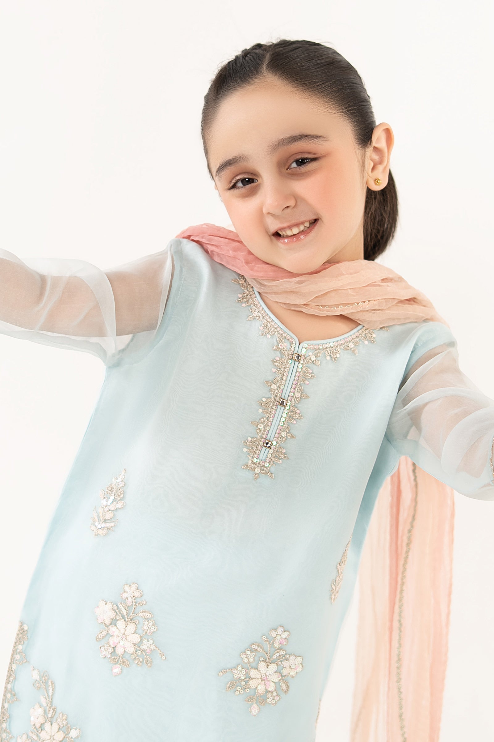 3 Piece Embroidered Organza Suit