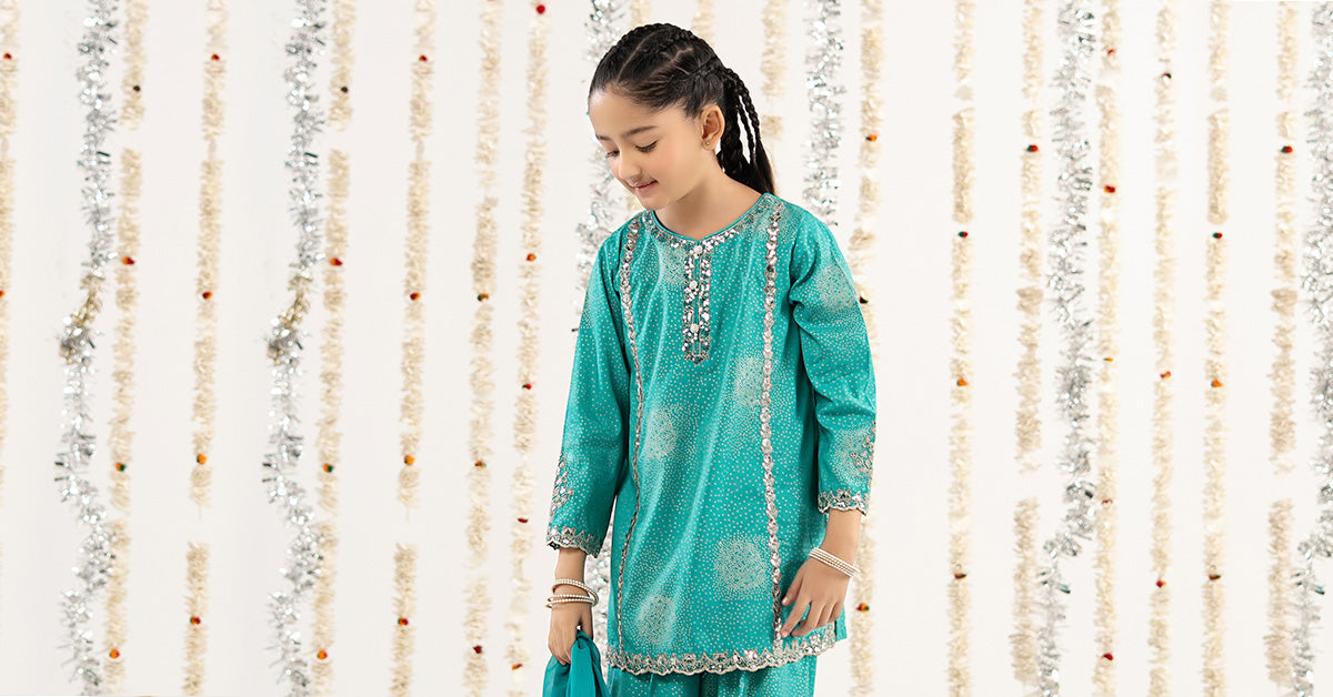 3 Piece Embroidered Raw Silk Suit