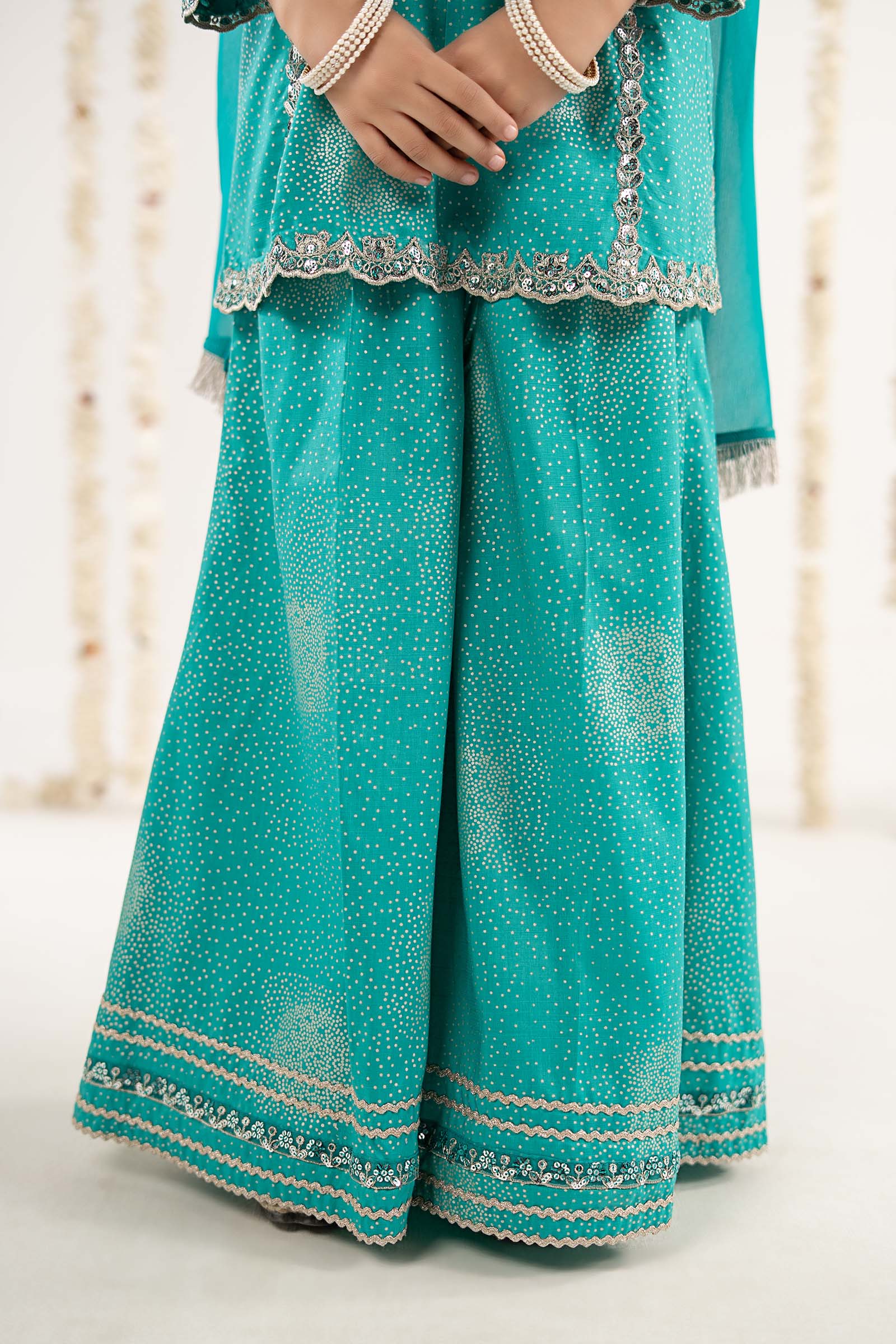 3 Piece Embroidered Raw Silk Suit