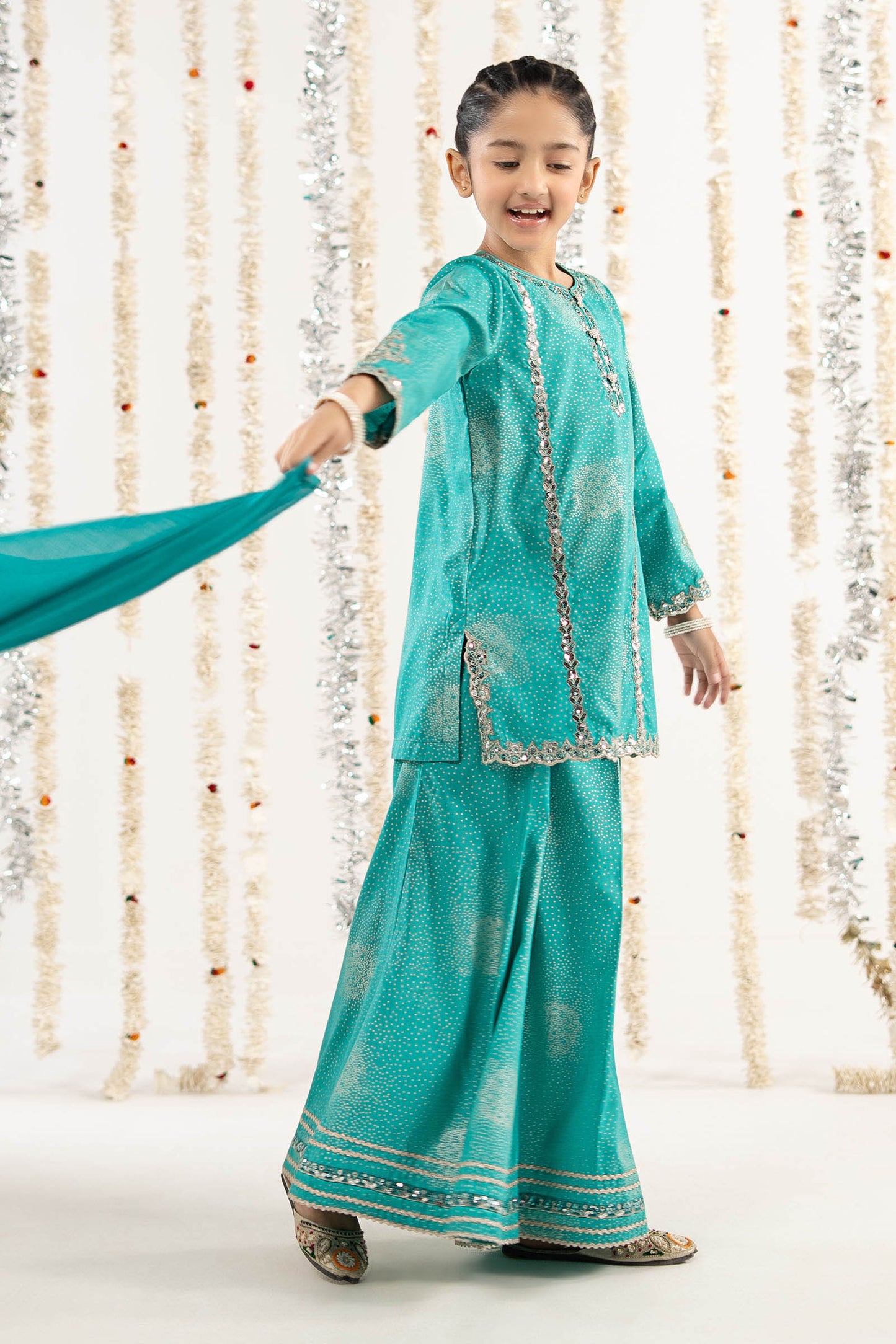 3 Piece Embroidered Raw Silk Suit
