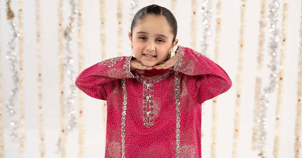 3 Piece Embroidered Raw Silk Suit