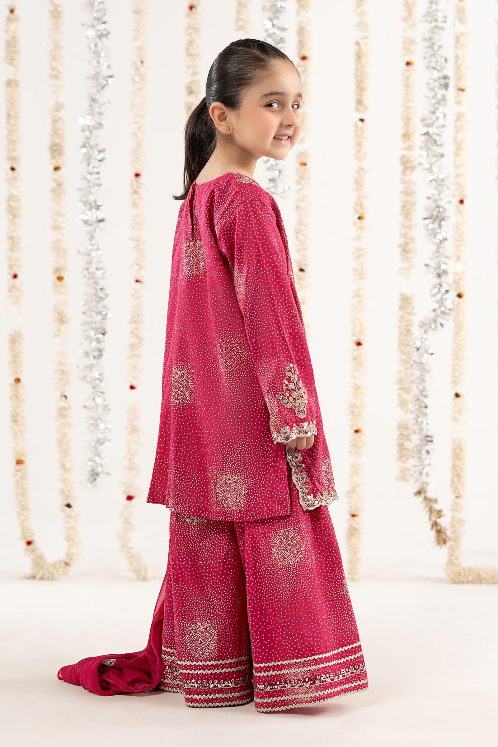 3 Piece Embroidered Raw Silk Suit