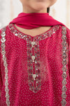 3 Piece Embroidered Raw Silk Suit