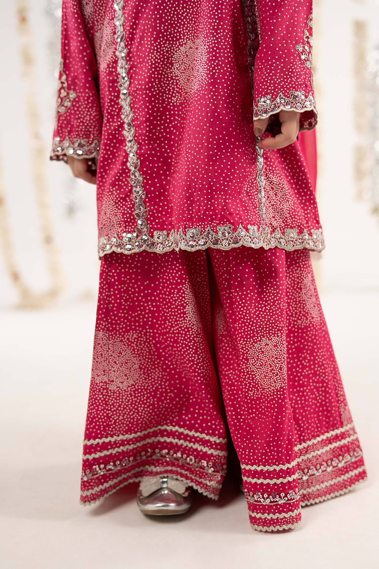 3 Piece Embroidered Raw Silk Suit