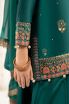 3 Piece Printed Two Tone Silk Suit