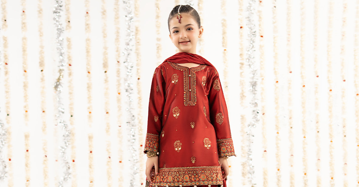 3 Piece Printed Two Tone Silk Suit