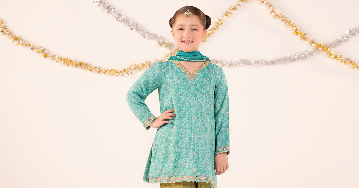 3 Piece Embroidered Raw Silk Suit