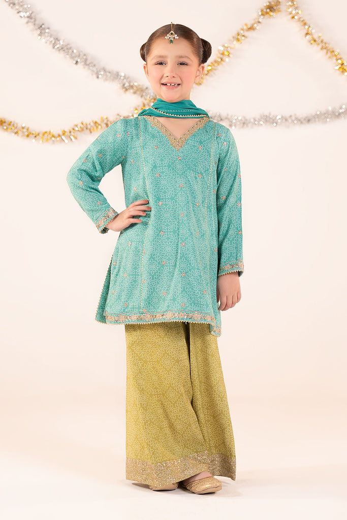 Maria B 3 Piece Embroidered Raw Silk Suit, view 1