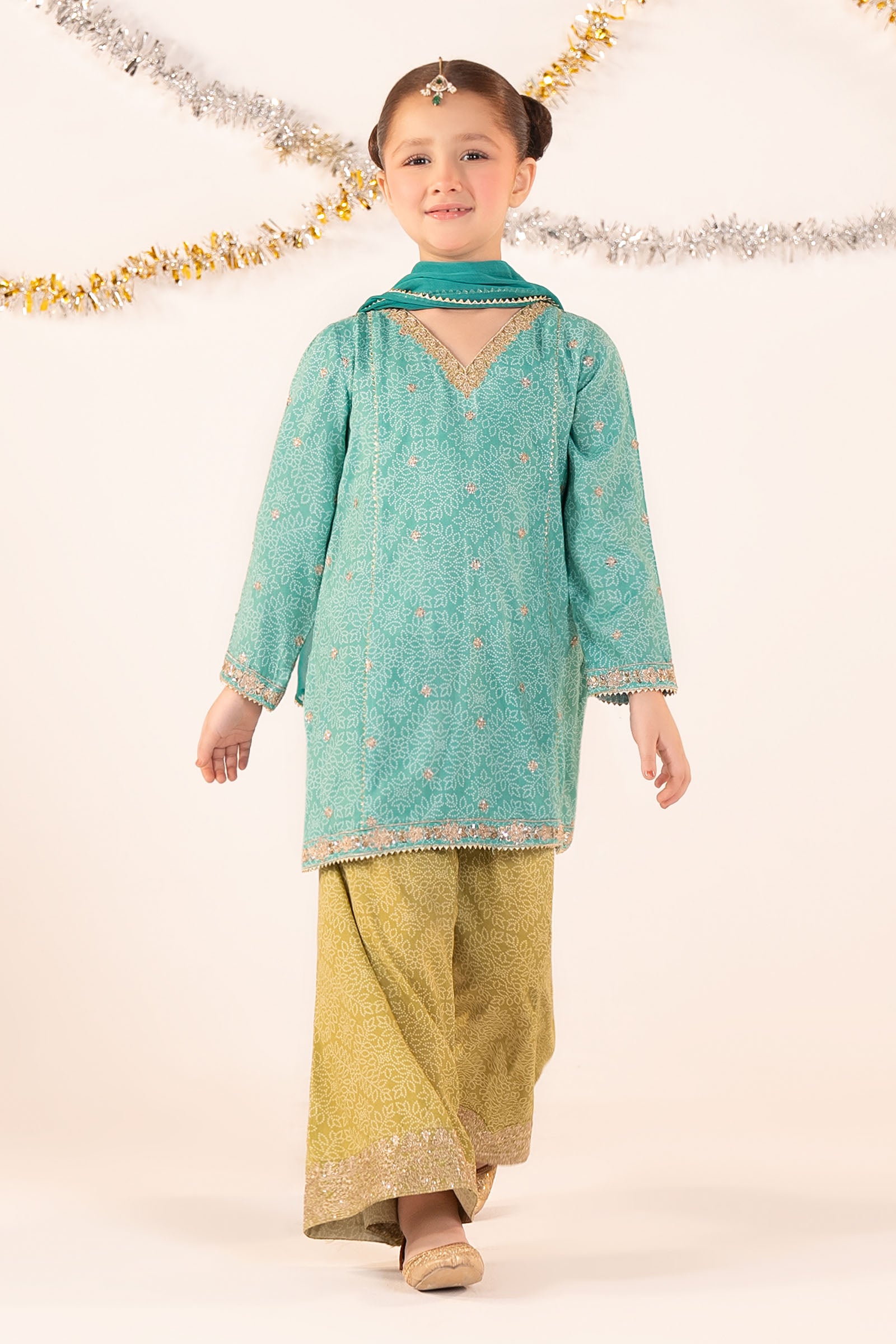 3 Piece Embroidered Raw Silk Suit