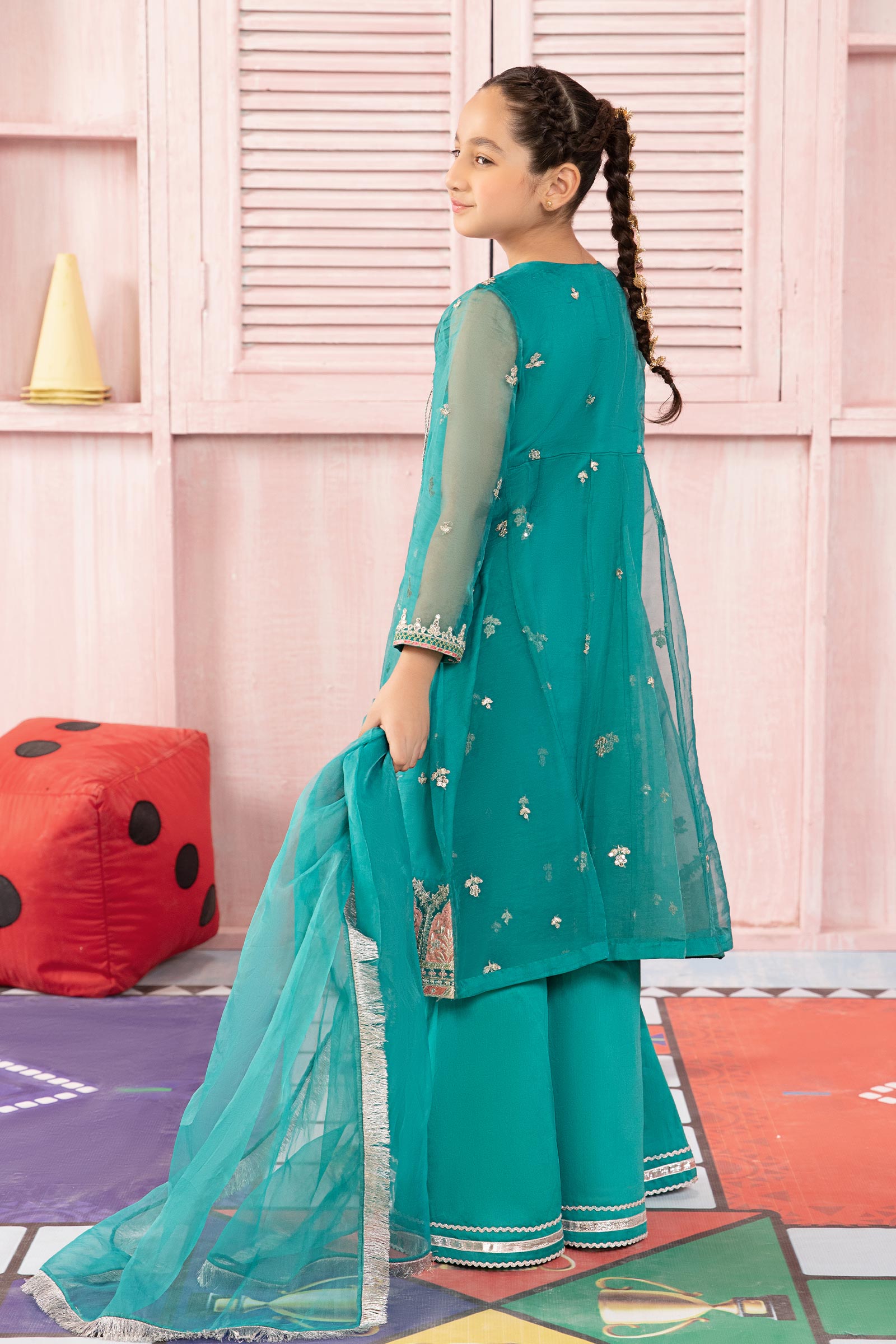 3 Piece Embroidered Organza Suit