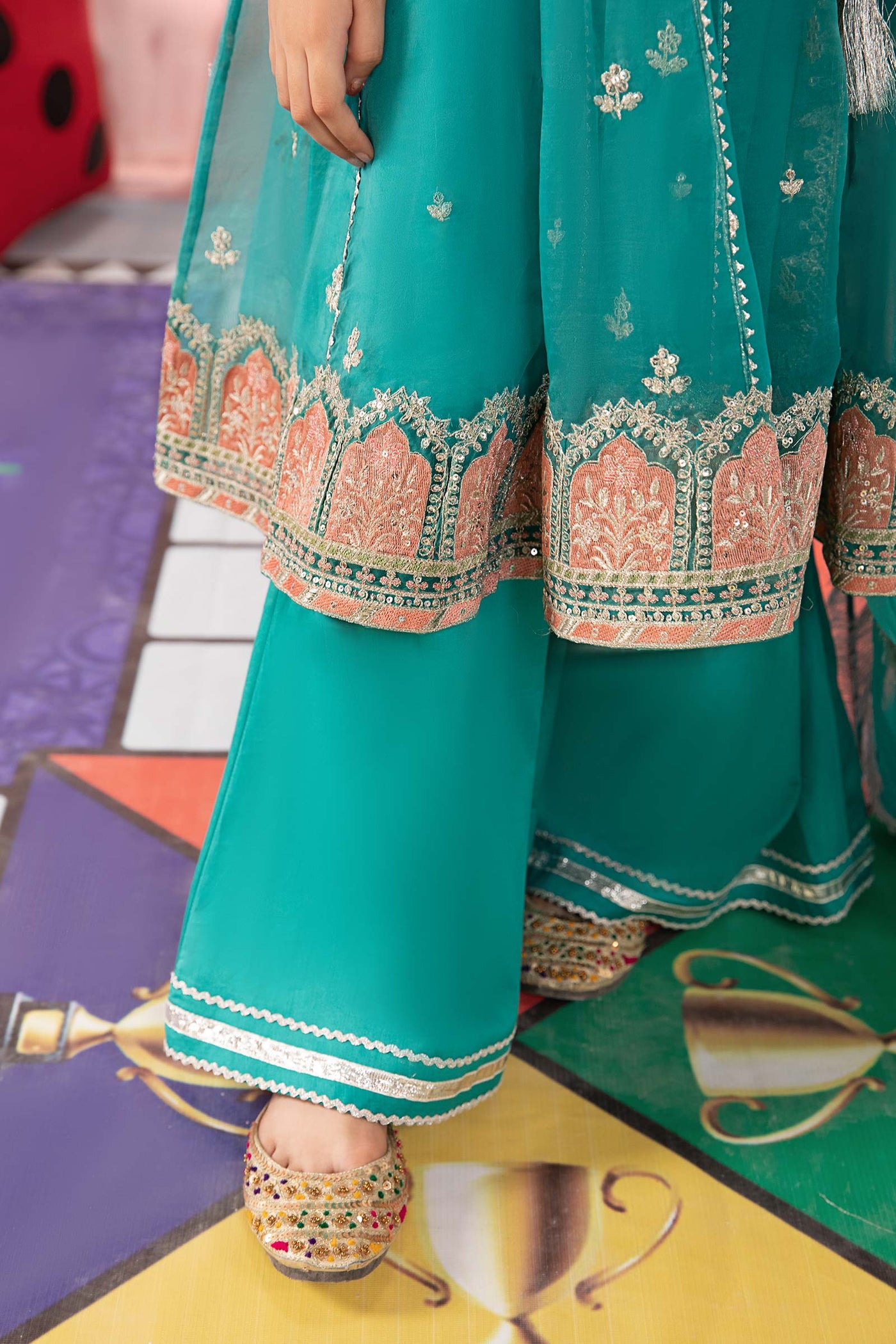 3 Piece Embroidered Organza Suit