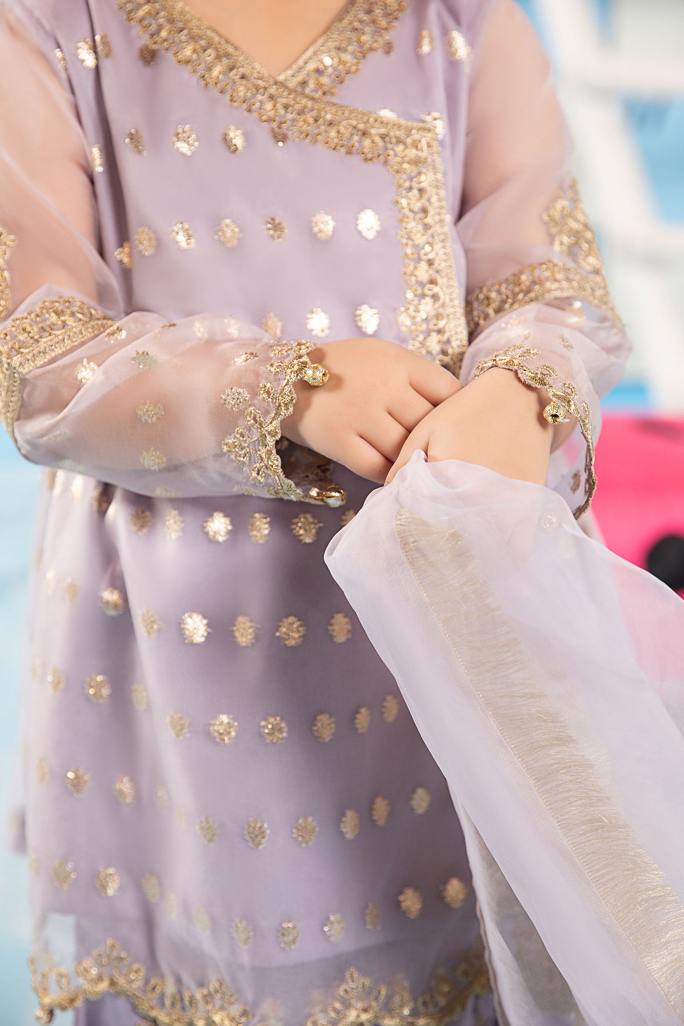 3 Piece Embroidered Lurex Organza Suit