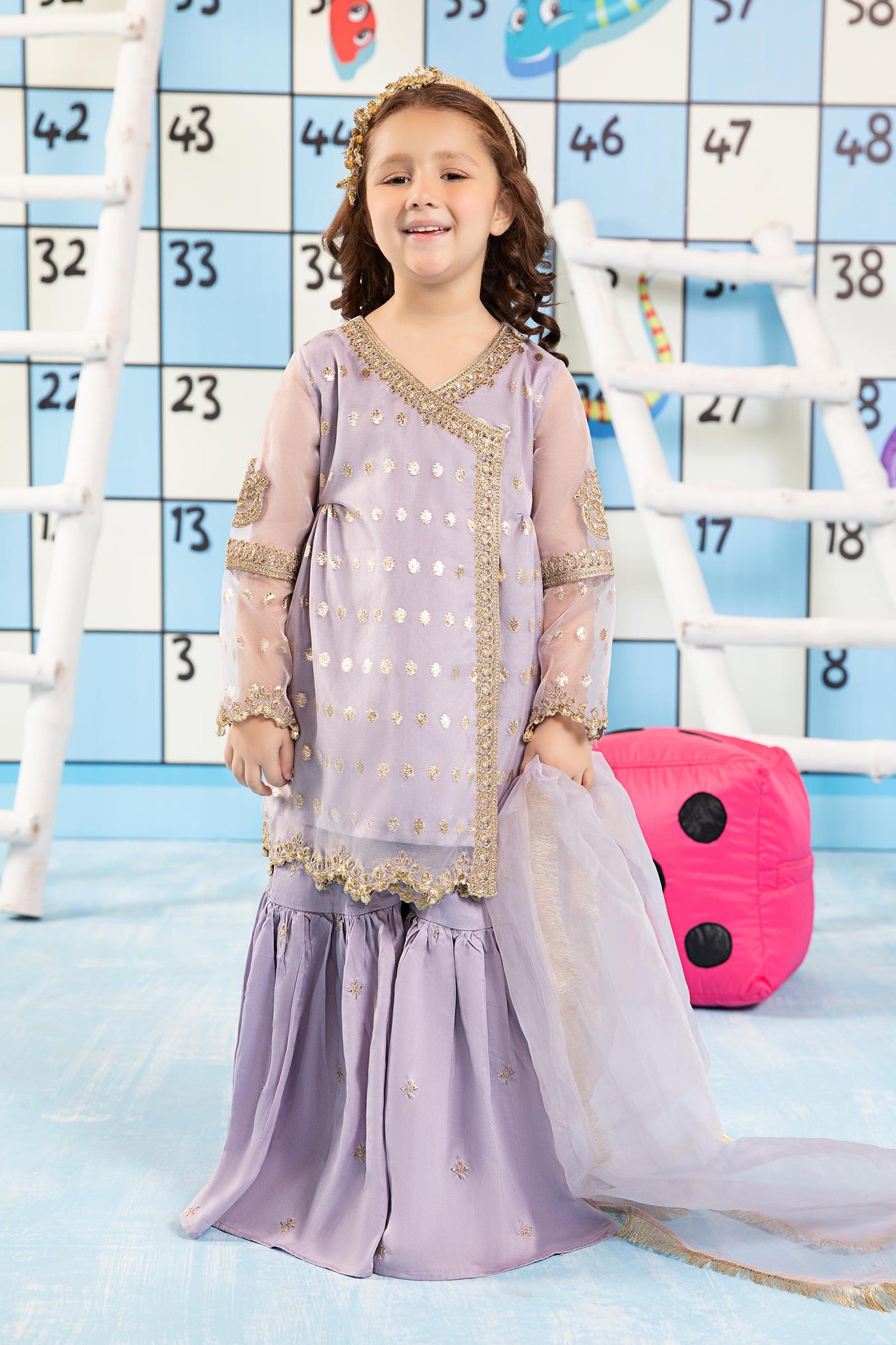 3 Piece Embroidered Lurex Organza Suit