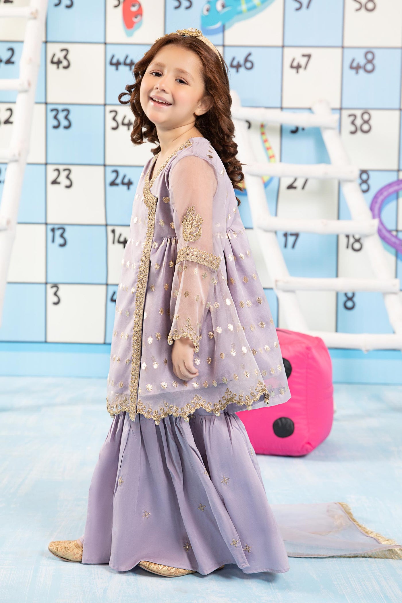 3 Piece Embroidered Lurex Organza Suit