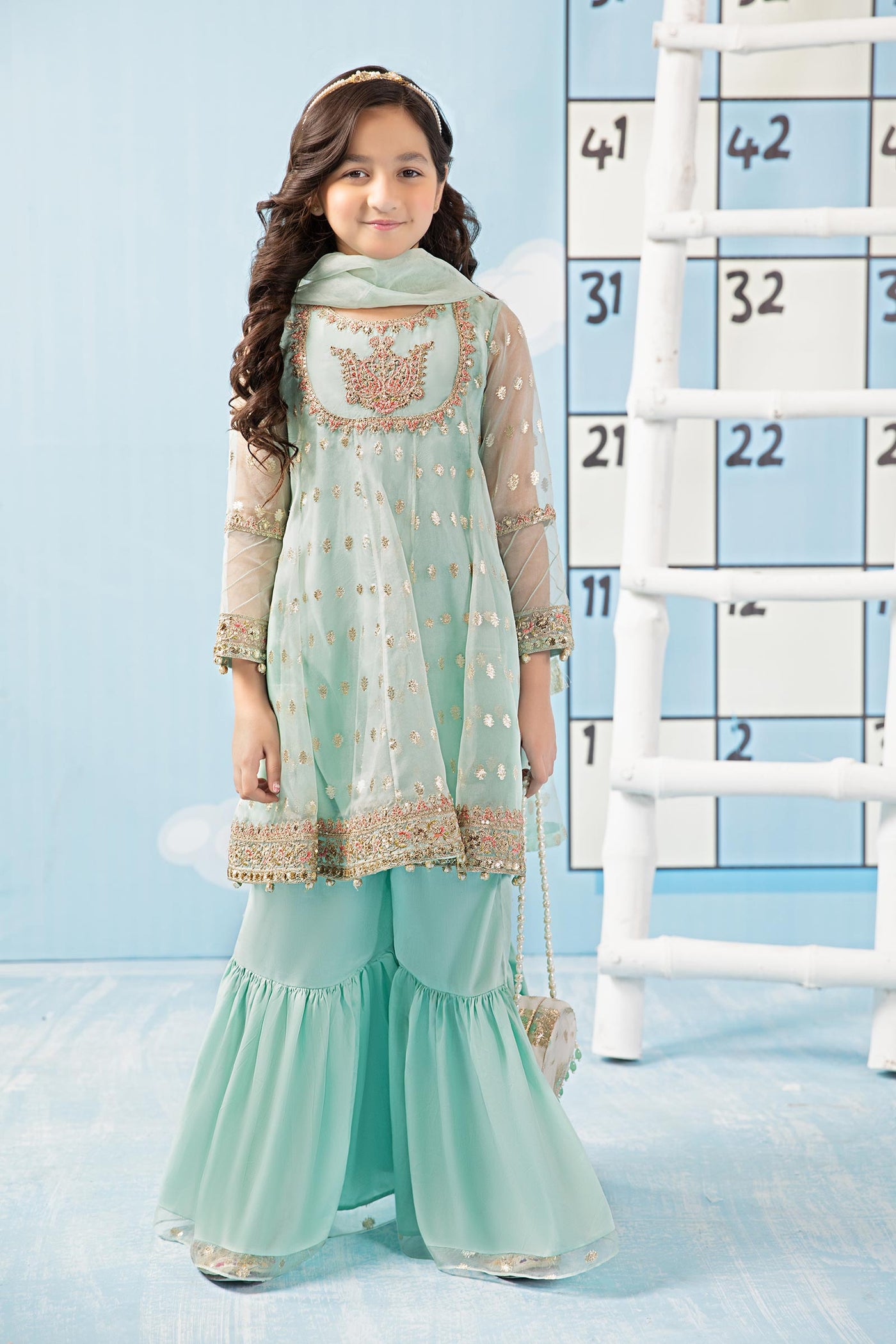 3 Piece Embroidered Organza Suit