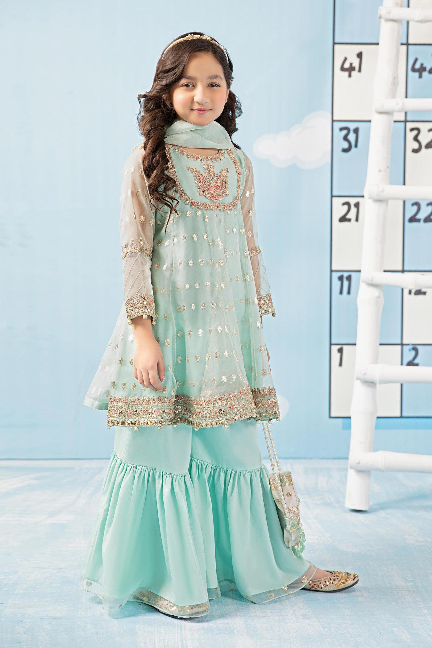 3 Piece Embroidered Organza Suit