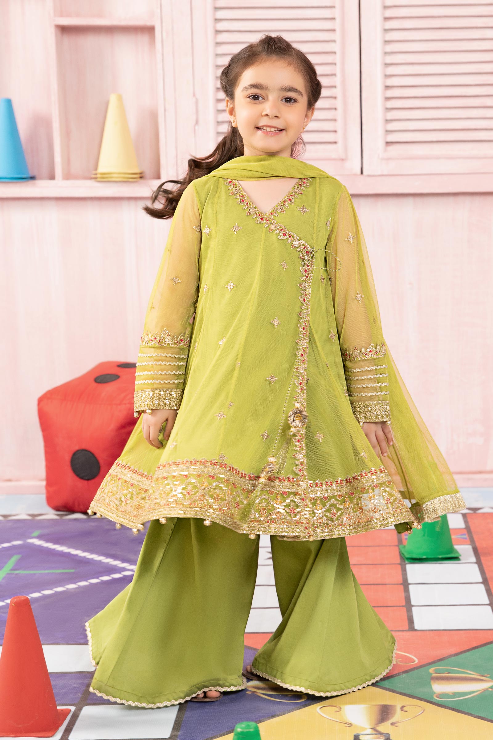 3 Piece Embroidered Net Suit