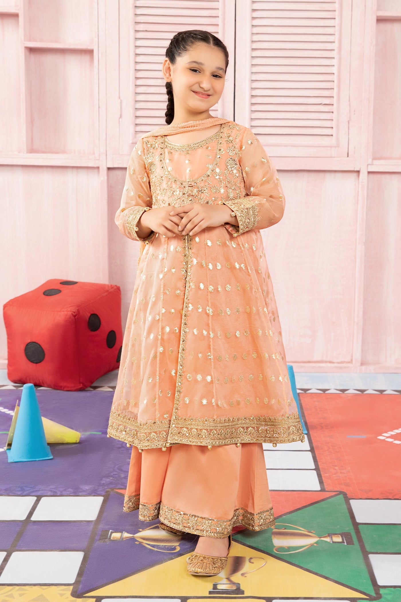 3 Piece Embroidered Organza Suit