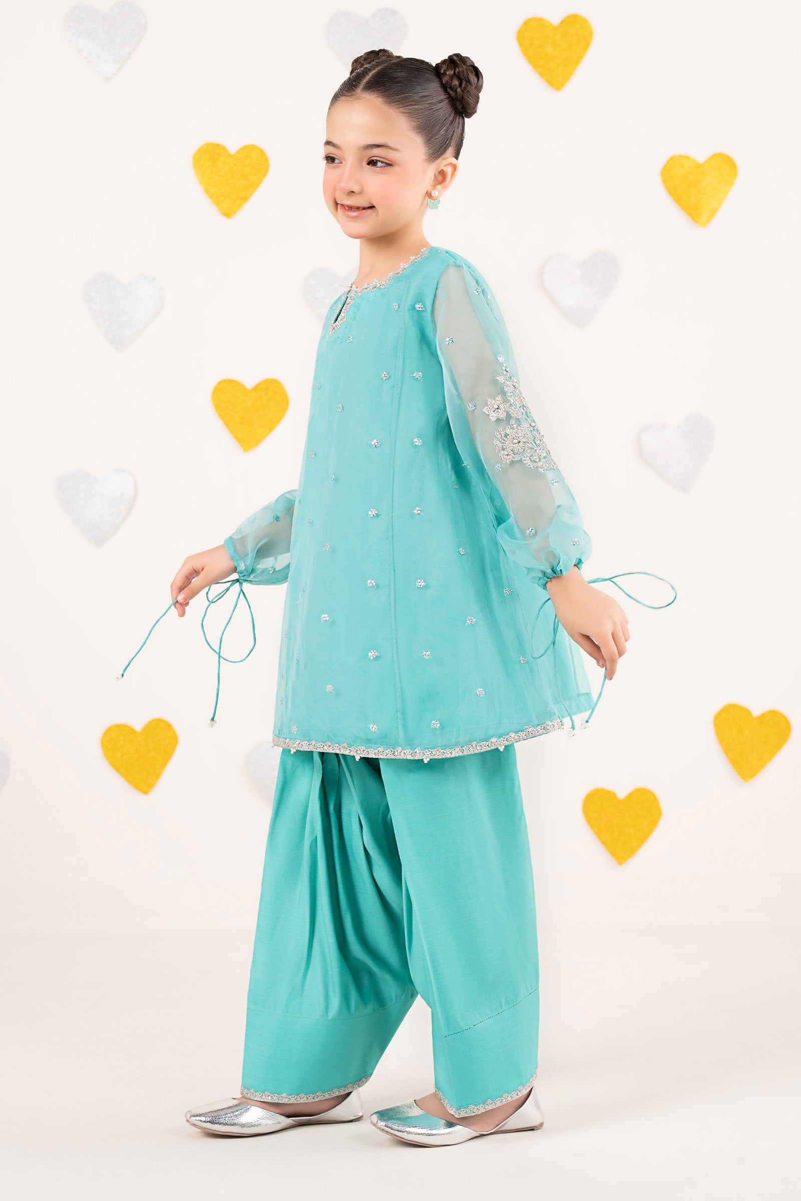 2 Piece Embroidered Organza Suit
