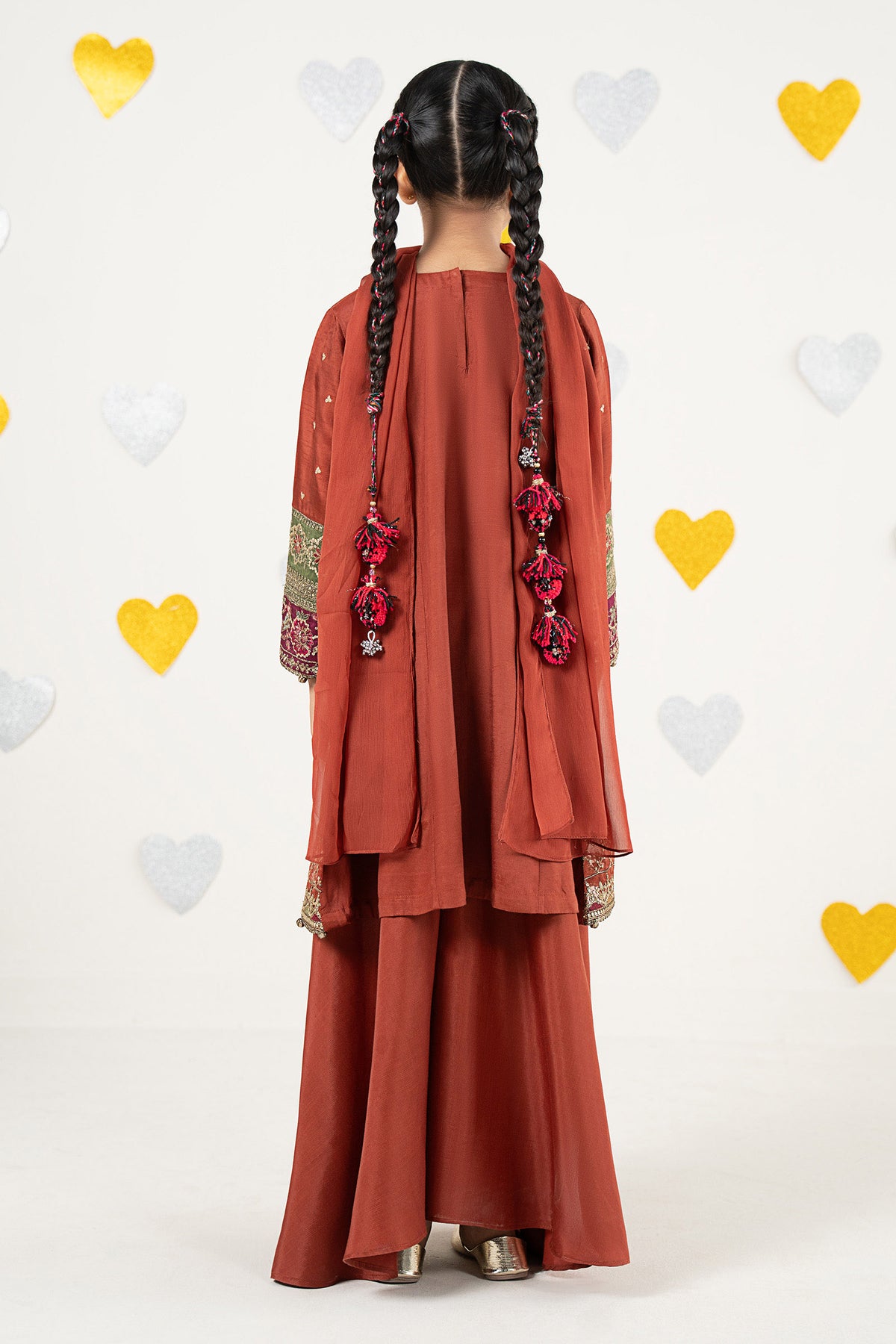 3 Piece Embroidered Raw Silk Suit