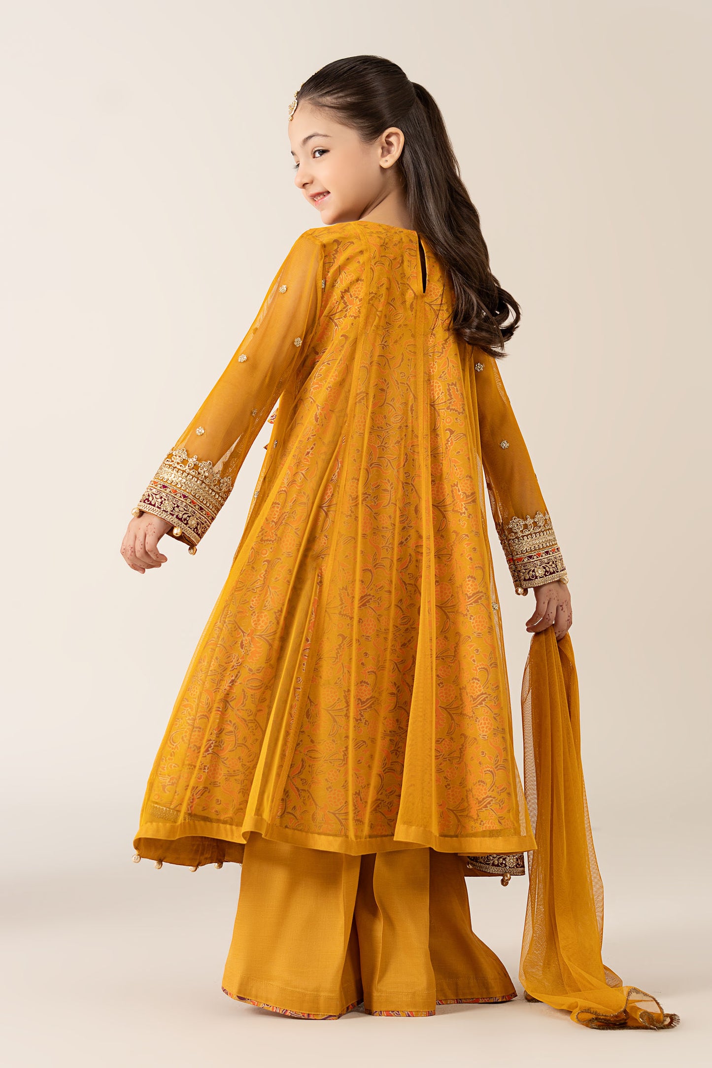 3 Piece Embroidered Poly Net Suit