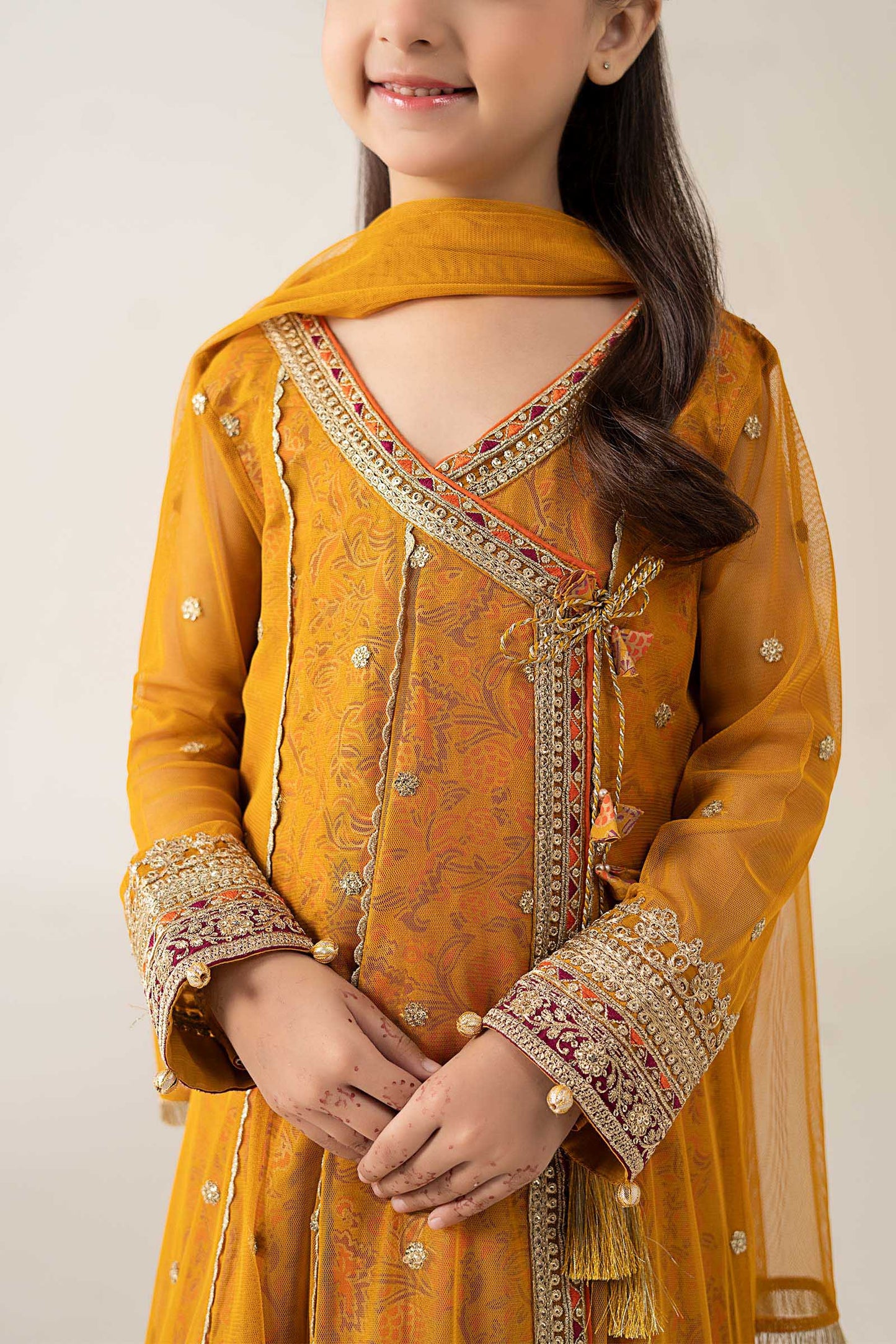 3 Piece Embroidered Poly Net Suit