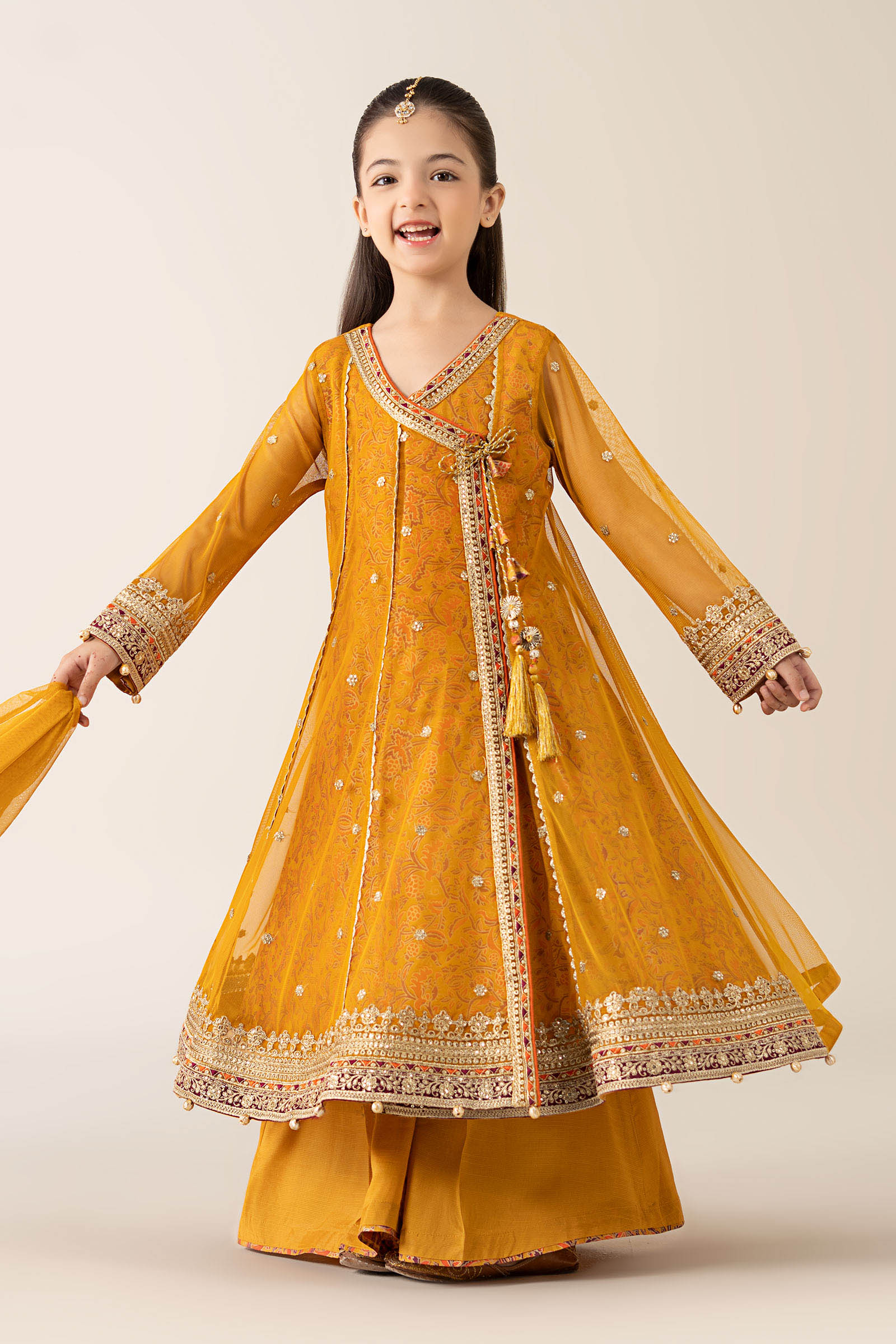 3 Piece Embroidered Poly Net Suit